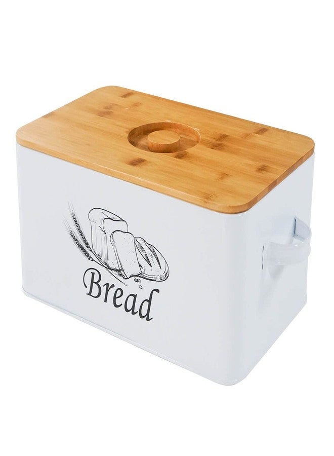 SOTECH Bread Box with Cutting Board and Handle Bread Holder with Bamboo Lid for Kitchen Countertop,Loaf Bread Storage Container Farmhouse Bread Bin - Image 1
